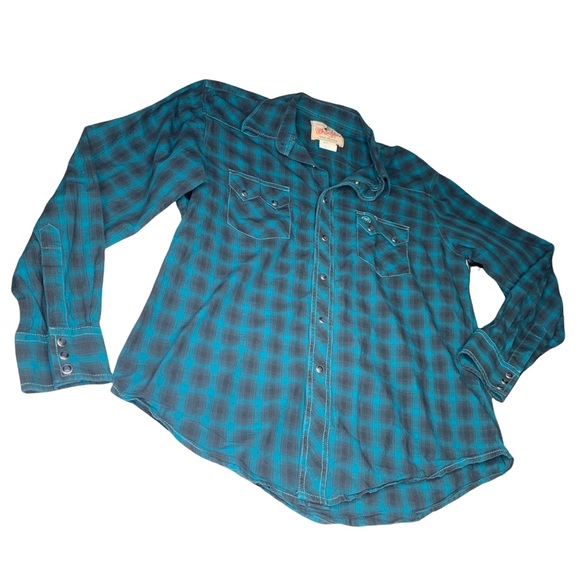 Vintage Wrangler  “American Cowboys Choose Wrangler” Snap Button Down Shirt - Picture 1 of 7